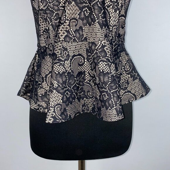 Have Womens L Floral Lace Strapless Peplum Top Lined Back Zipper Boho Party - Picture 5 of 15